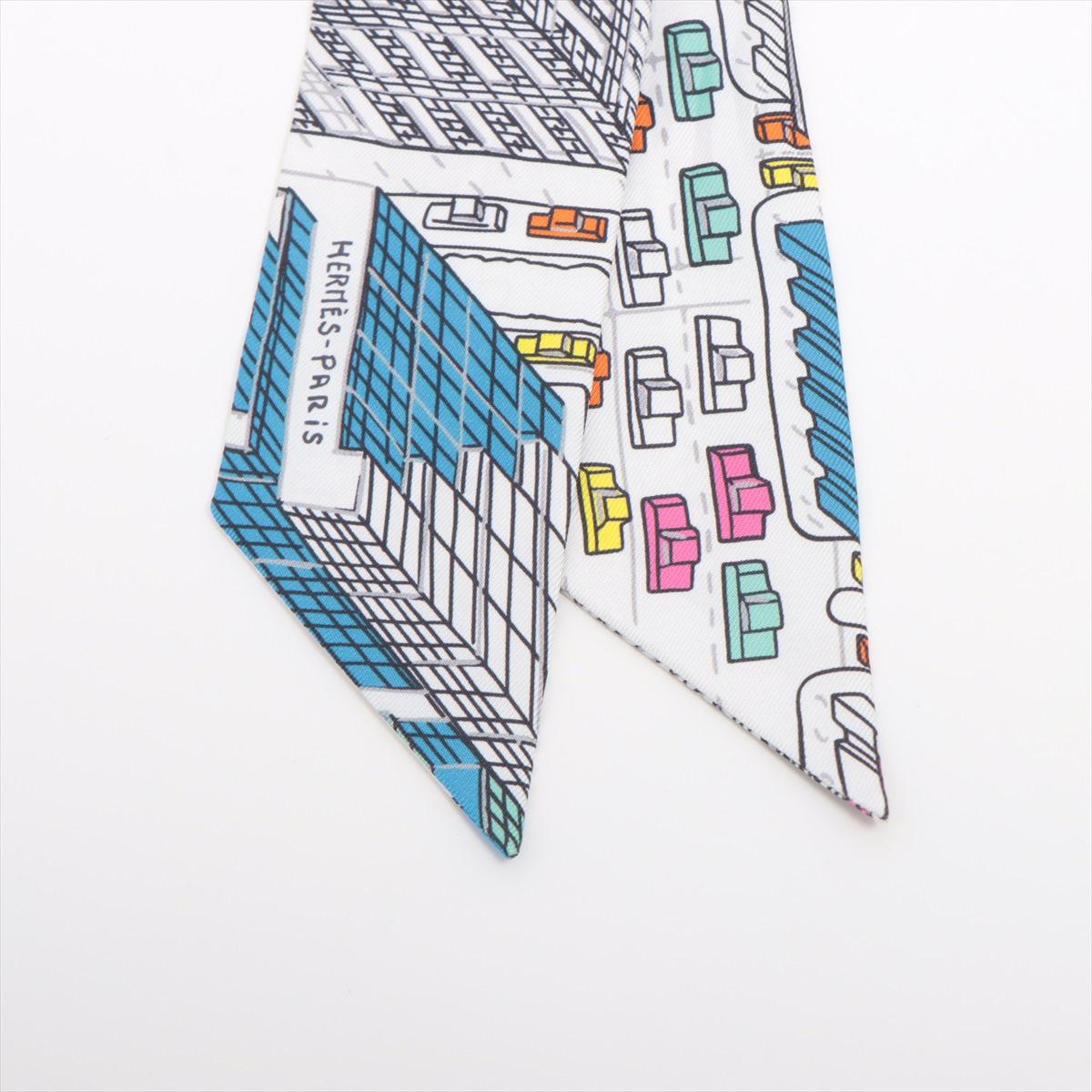 Gray Hermès Twilly Pantin City Silk White For Sale