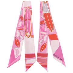 Hermes Twilly Pink Sea Surf and Fun Limited Edition Set of 2  by Filipe Jardim