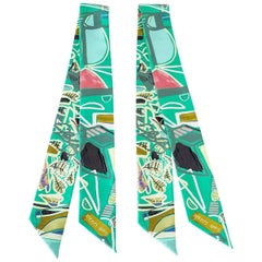 Hermes Twilly Rare Modernisme Tropical Green Filipe Jardim Set of 2