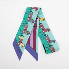 Hermès Twilly Rocabar Silk Scarf Green
