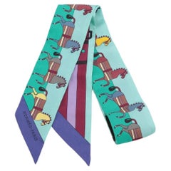 Hermès Twilly Rocabar Seidenschal Grün
