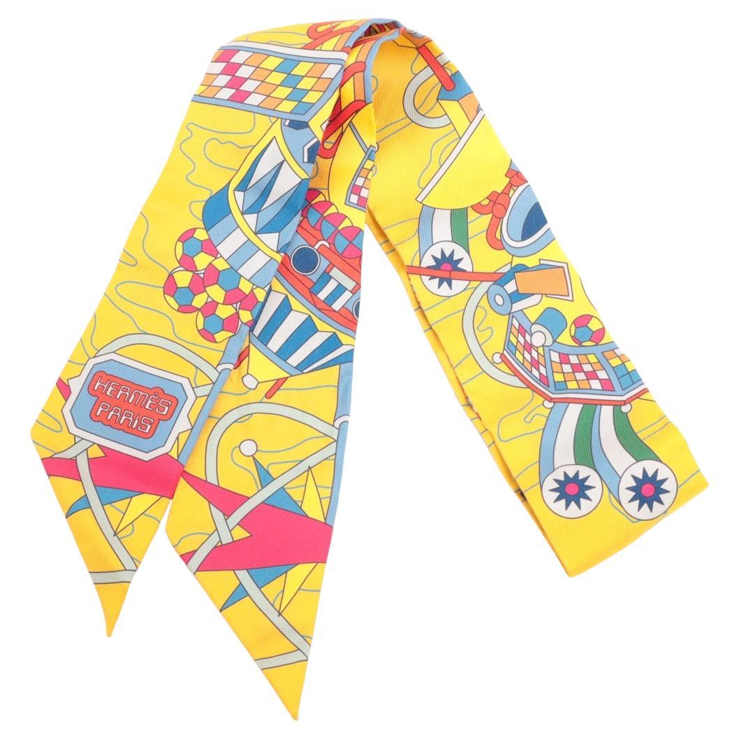 Hermès Twilly Scarf Odyssey Silk Yellow For Sale