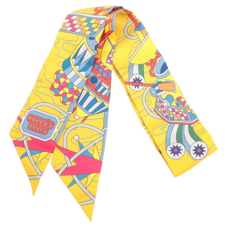 Hermès Twilly Scarf Odyssey Silk Yellow For Sale at 1stDibs
