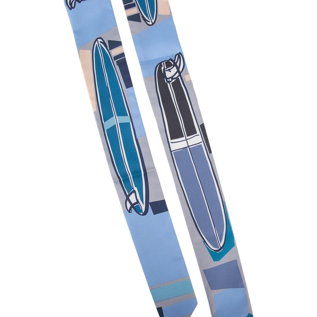 Hermes Twilly Sea Surf and Fun Gris / Ciel / Cobalt Set of 2 by Filipe Jardim In New Condition In Miami, FL