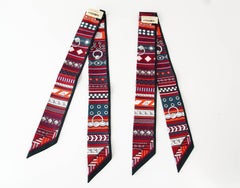Hermes Twilly Set of 2 Colliers de Chiens Rouge Vert Apin Grenat