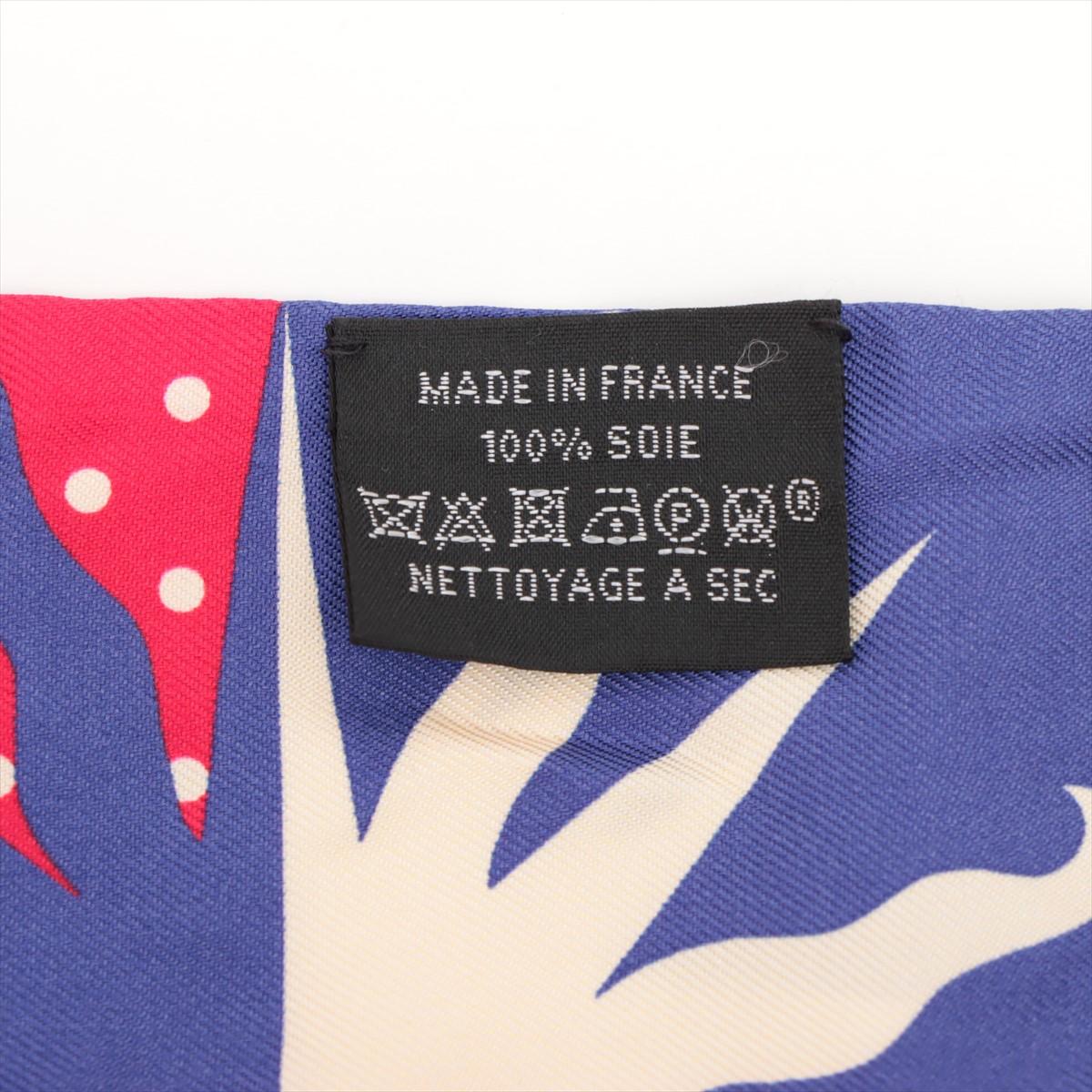 Hermès Twilly Silk Astrologie a Pois Blue x Red In Good Condition For Sale In Humacao, PR