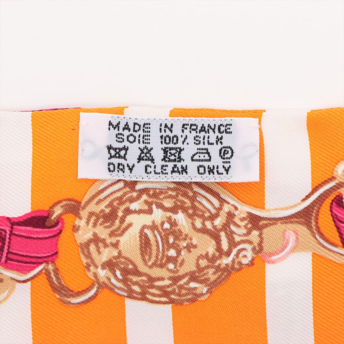 Women's Hermès Twilly Silk Brides de Gala Stripes Orange x White For Sale