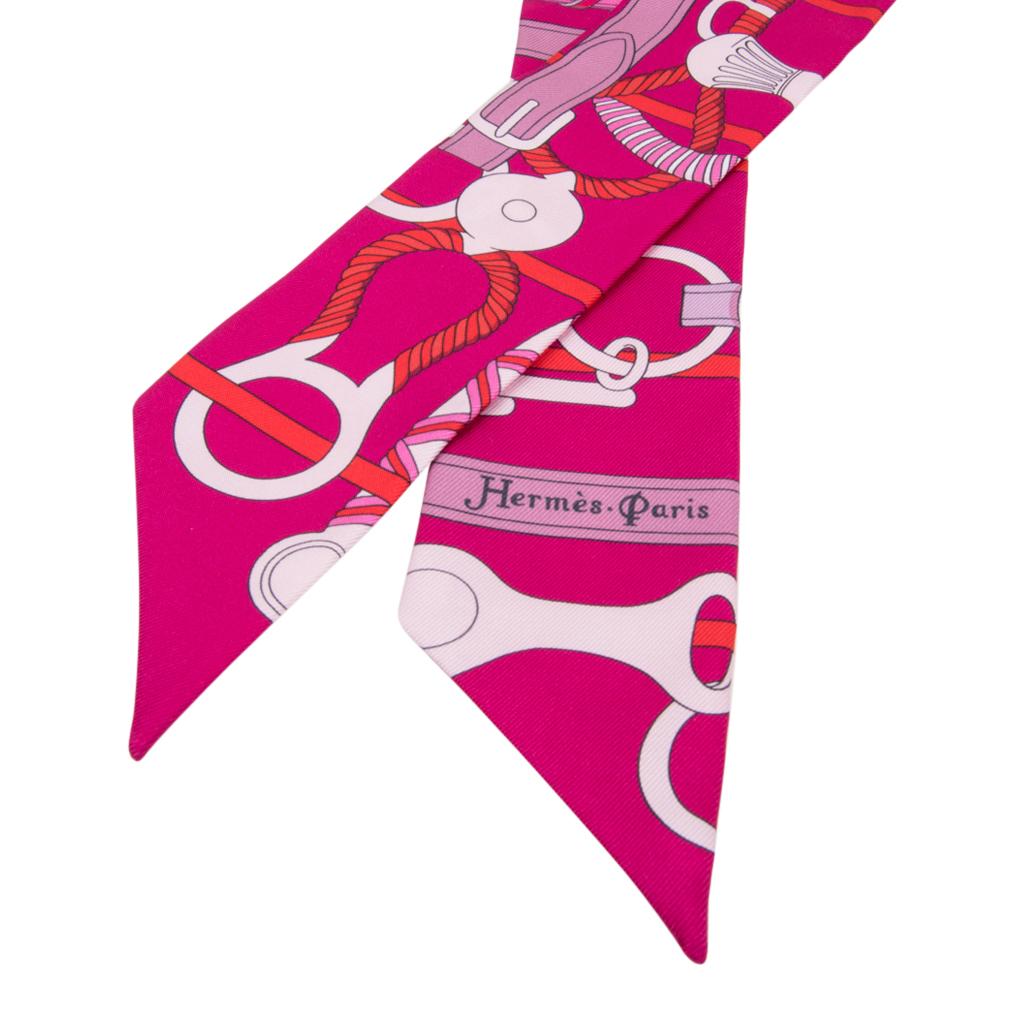 Mightychic offers a set of two Hermes silk Scarf Twilly Panoplie Equestre.
All grown up pink Fuchsia, Rose and Rouge. 
Comes with signature Hermes box.
NEW or NEVER WORN
final sale

SIZE  32