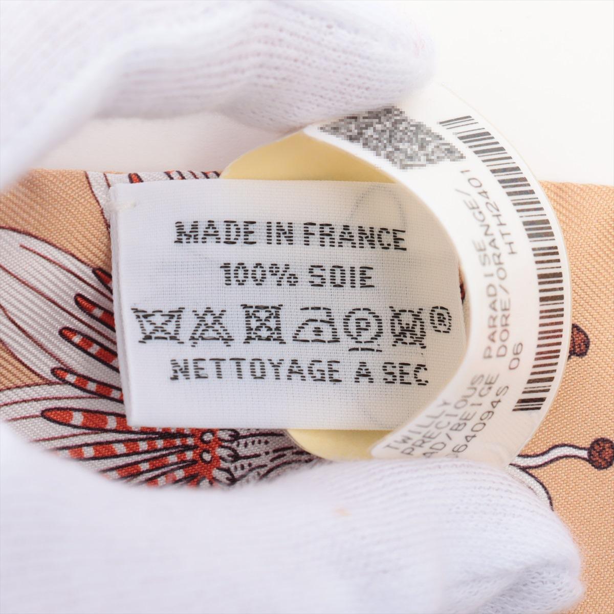 Hermès Twilly Silk Precious Paradise Scarf Orange In Good Condition For Sale In Humacao, PR