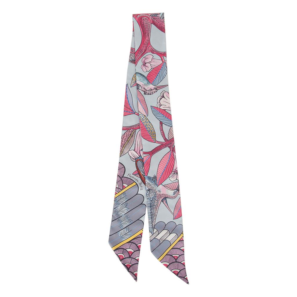 Pink Hermes Twilly Tree Of Song Blue Pale Rose  New