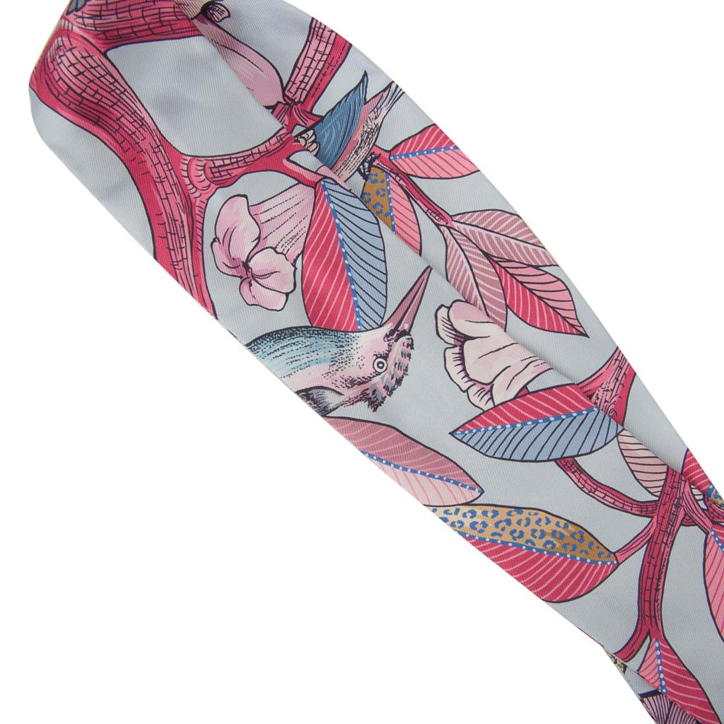 Women's Hermes Twilly Tree Of Song Blue Pale Rose  New