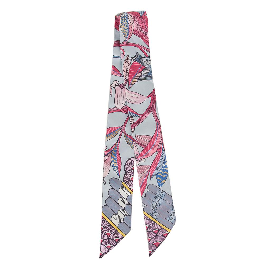 Hermes Twilly Tree Of Song Blue Pale Rose  New 3