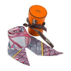 Hermes Twilly Tree Of Song Blue Pale Rose New
