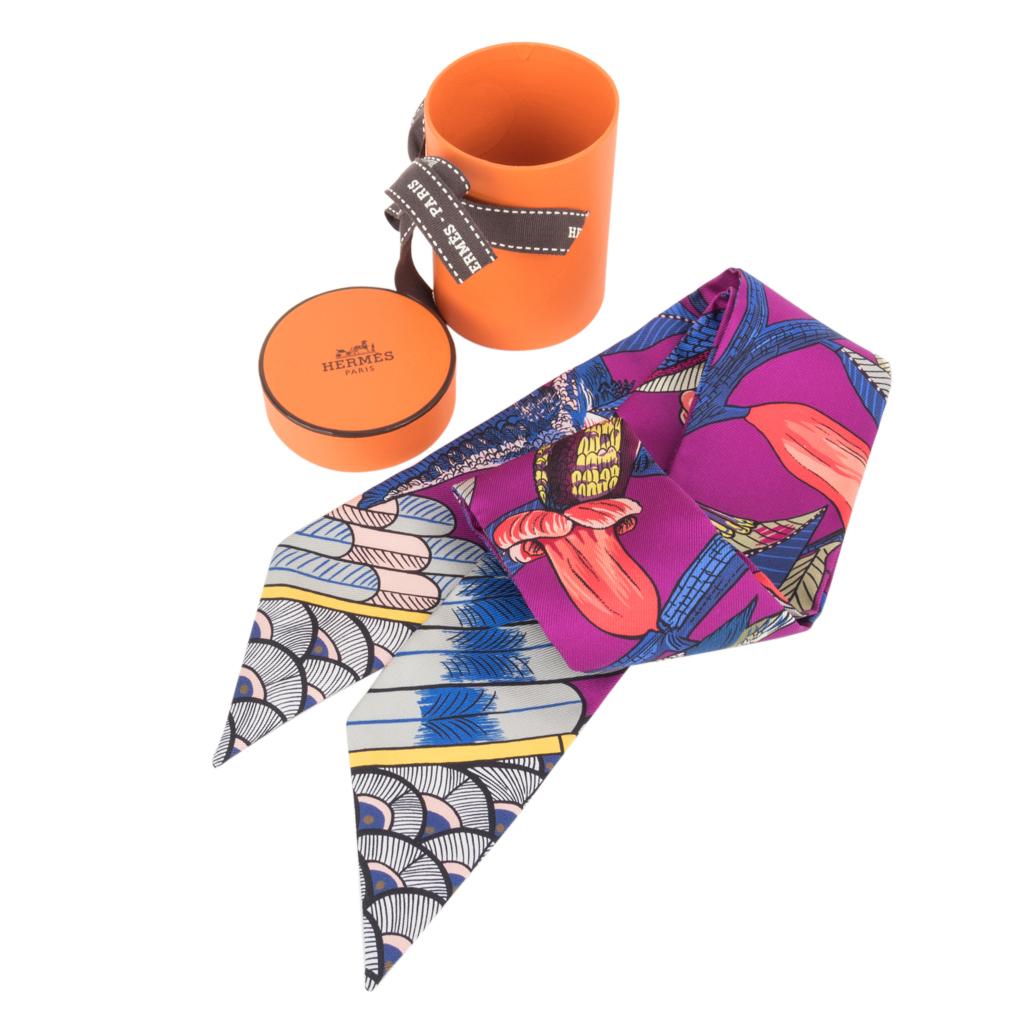 Hermes Twilly Albero della Canzone Fucsia Blu Rouge Set di 2 Nuovo 2