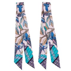 Hermes Twilly Tree Of Song Rose Pale Turquoise Set of 2 New Scarf
