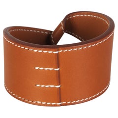 Hermès Twist Bangle In Fauve Calfskin Leather Bracelet