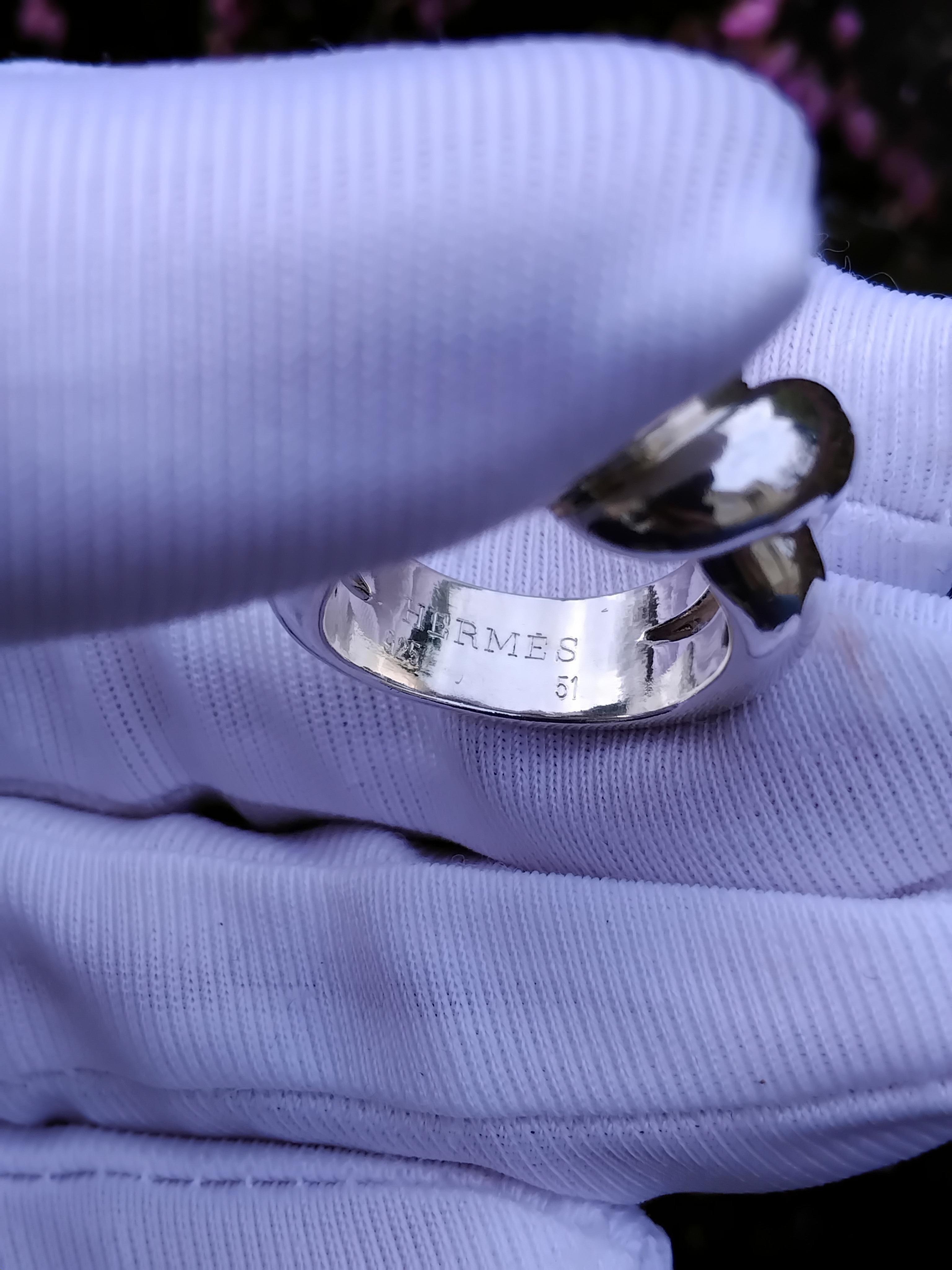 Hermès Twist Torsade Silver Ring For Sale 8
