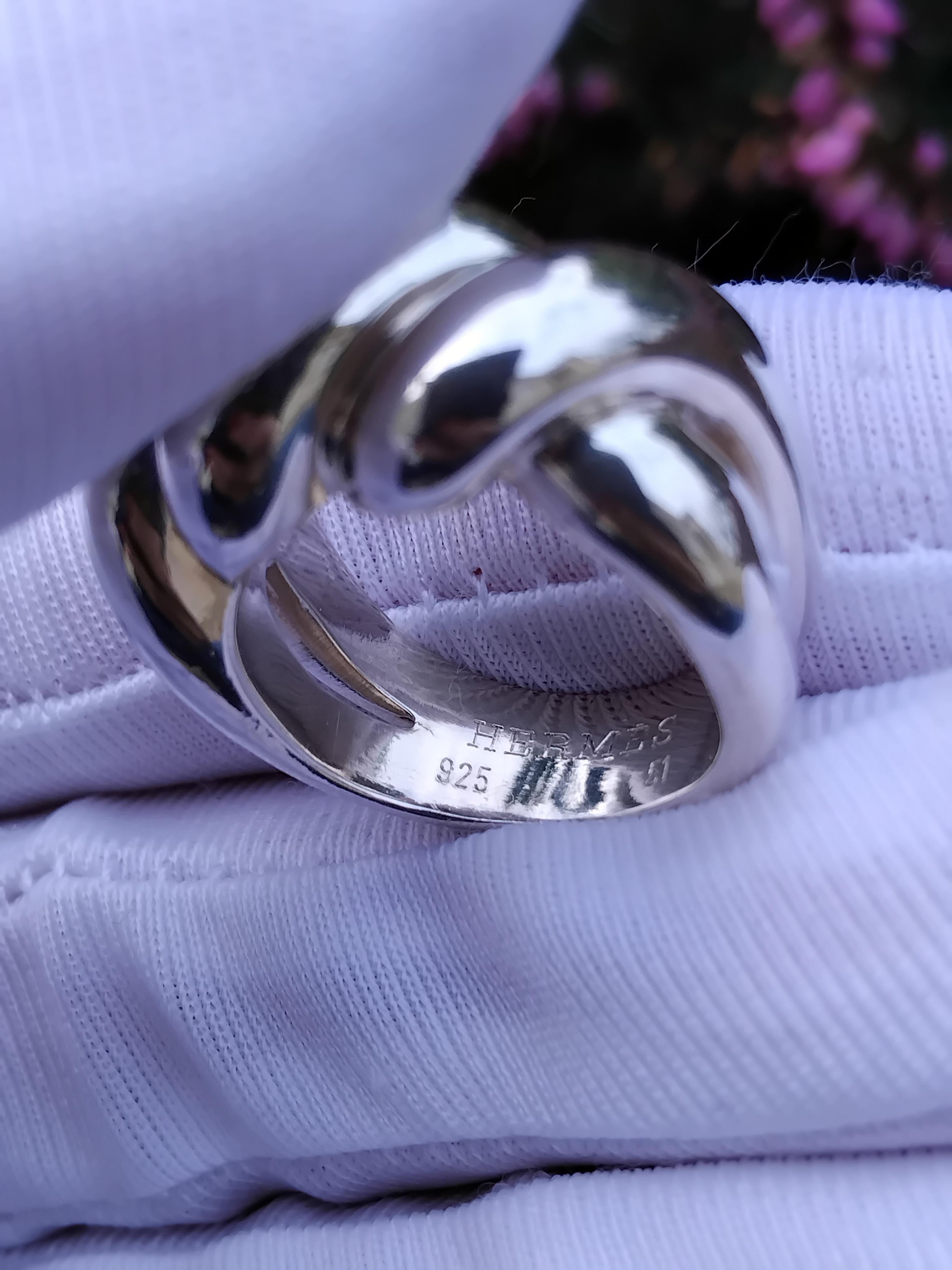 Hermès Twist Torsade Silver Ring For Sale 7
