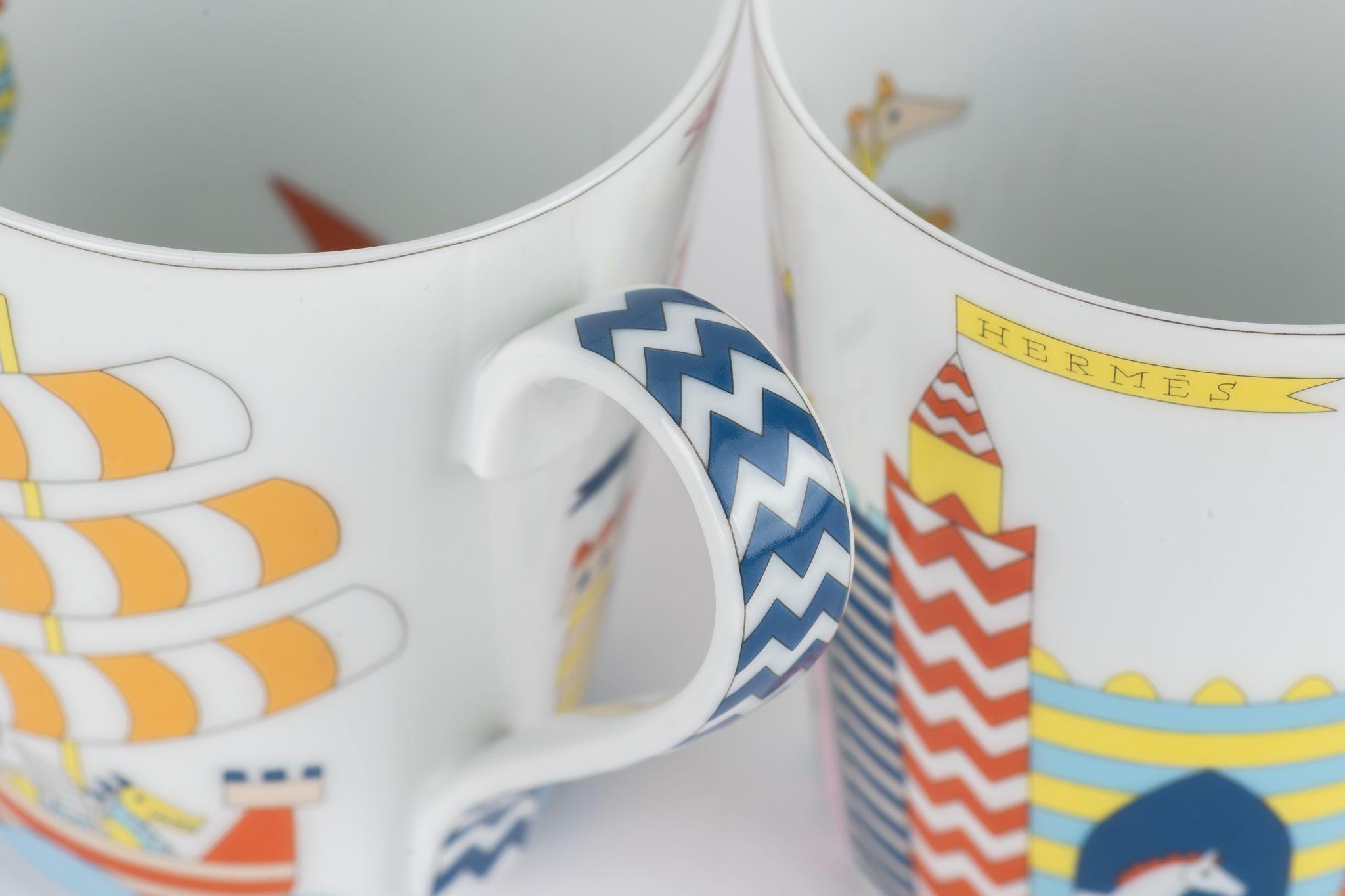 Hermès Due tazze Chateau Épopée Nuove in Scatola in vendita 4