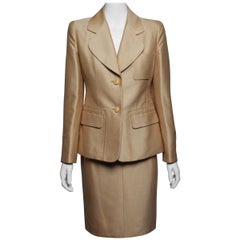 Hermes Two Piece Silk Faille Skirt Suit Ensemble