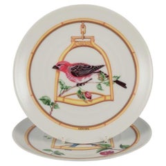 Hermès. Two porcelain plates with bird motifs. "L'Étrier Perchoir" series