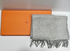 Hermes Two Tone Grey Cashmere Scarf