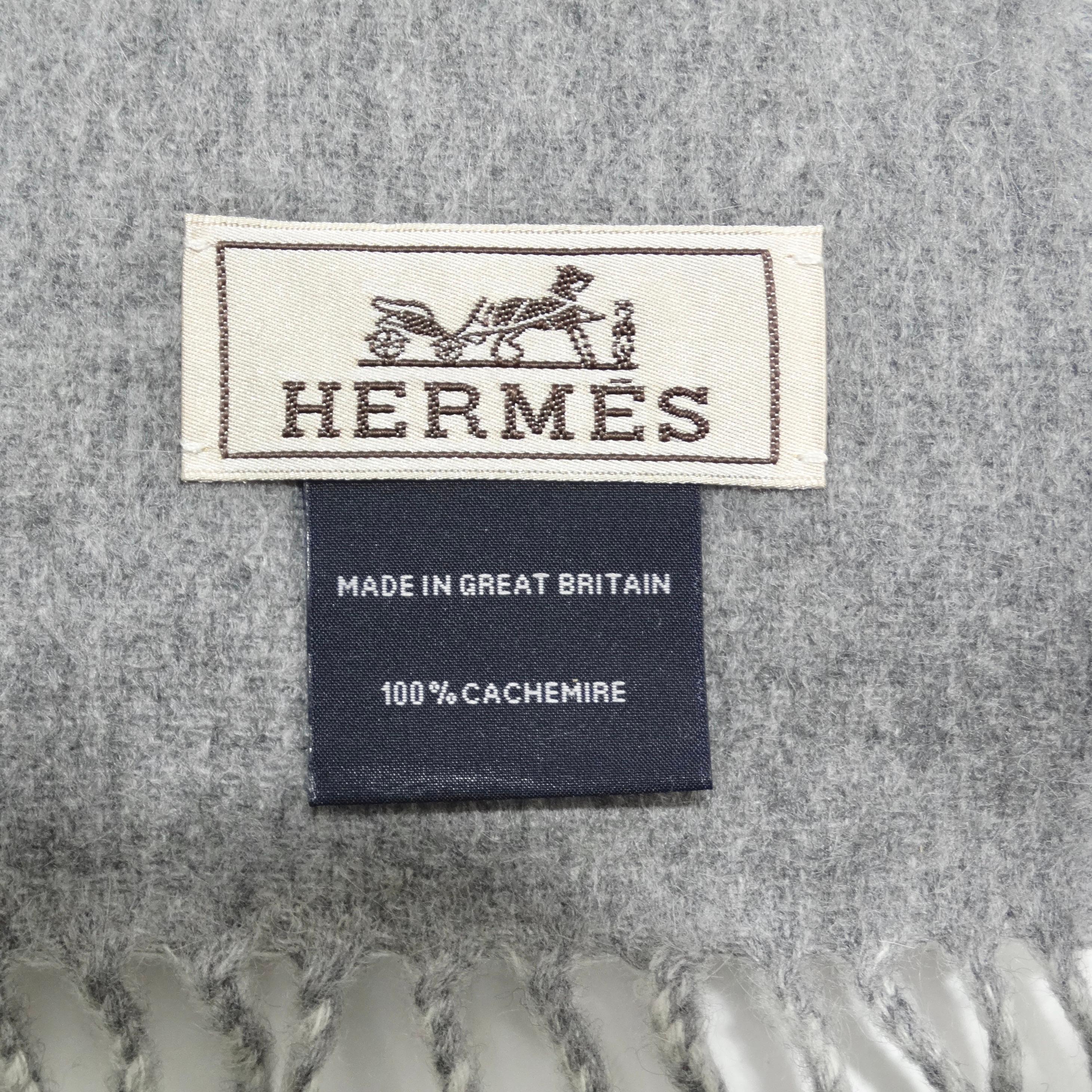 Hermes Two Tone Grey Cashmere Scarf For Sale 1