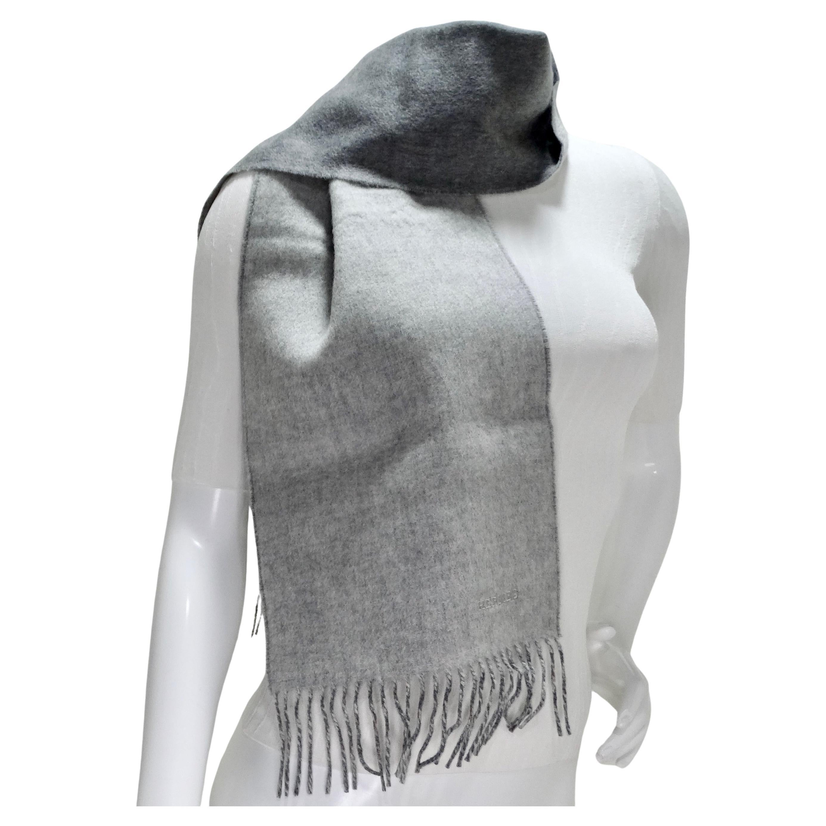 Hermes Two Tone Grey Cashmere Scarf For Sale