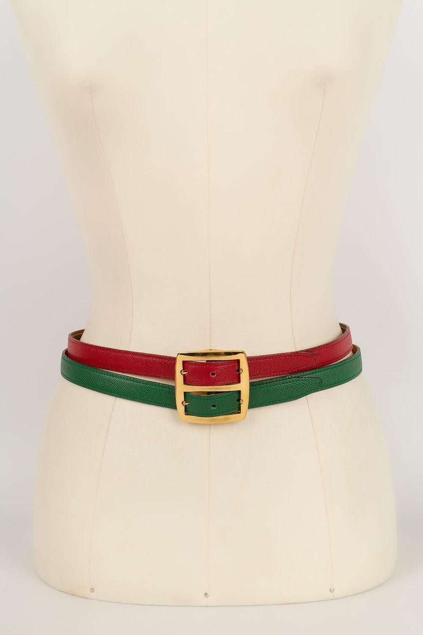 Hermes Two-Tone Reversible Leather Belt In Excellent Condition For Sale In SAINT-OUEN-SUR-SEINE, FR