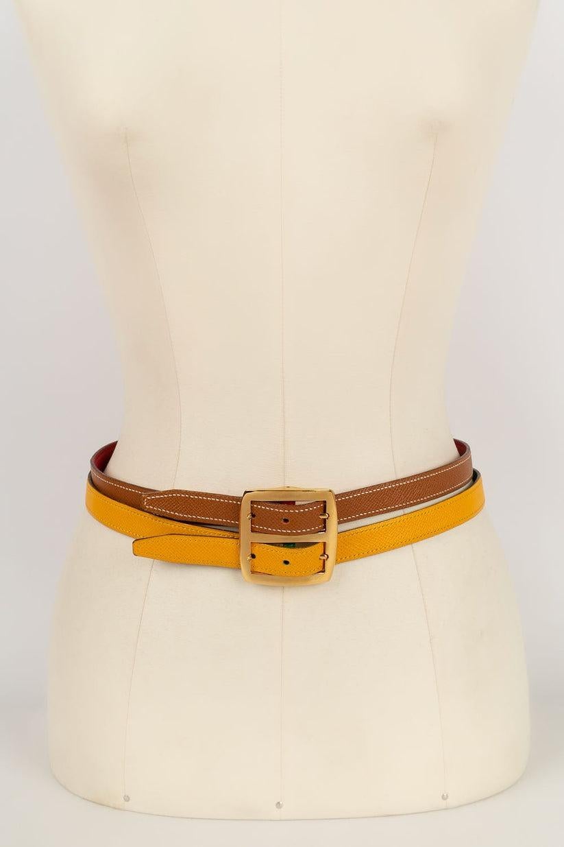 Women's Hermes Two-Tone Reversible Leather Belt For Sale