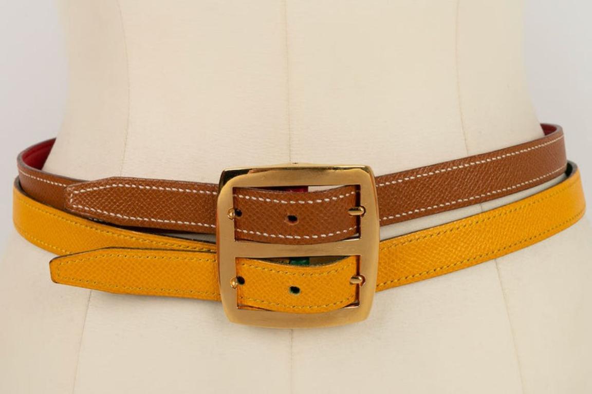 Hermes Two-Tone Reversible Leather Belt For Sale 1