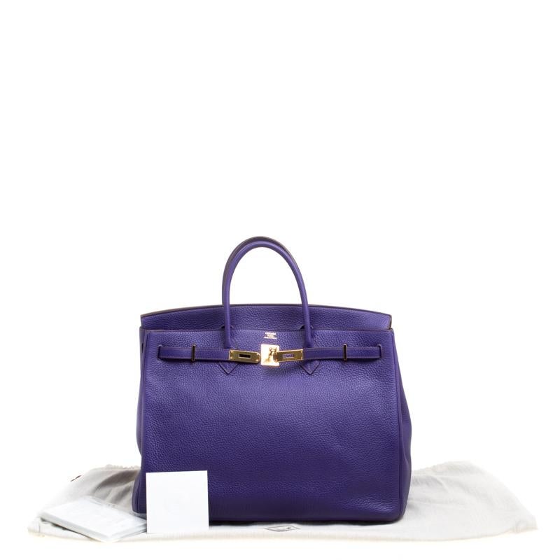 Hermes Ultra Violet Clemence Leather Gold Hardware Birkin 40 Bag 4