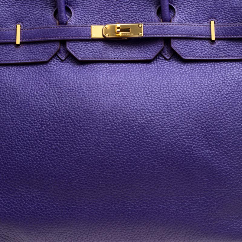 Women's Hermes Ultra Violet Clemence Leather Gold Hardware Birkin 40 Bag