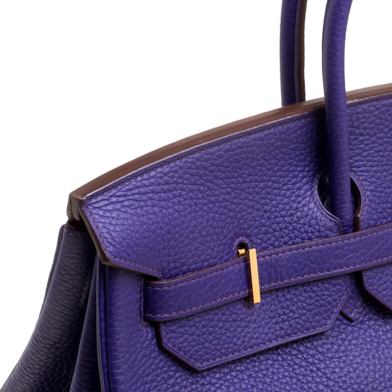 Purple Hermes Ultra Violet Clemence Leather Gold Hardware Birkin 40 Bag