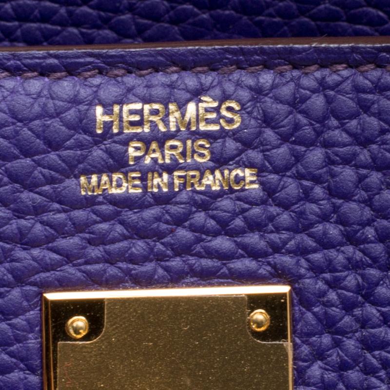 Hermes Ultra Violet Clemence Leather Gold Hardware Birkin 40 Bag In Good Condition In Dubai, Al Qouz 2