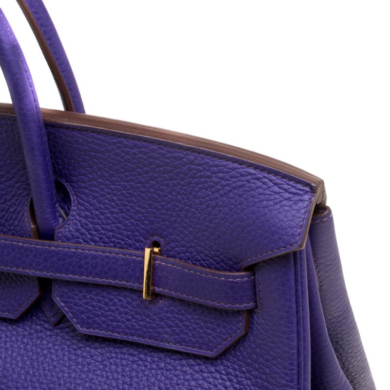 Hermes Ultra Violet Clemence Leather Gold Hardware Birkin 40 Bag 4