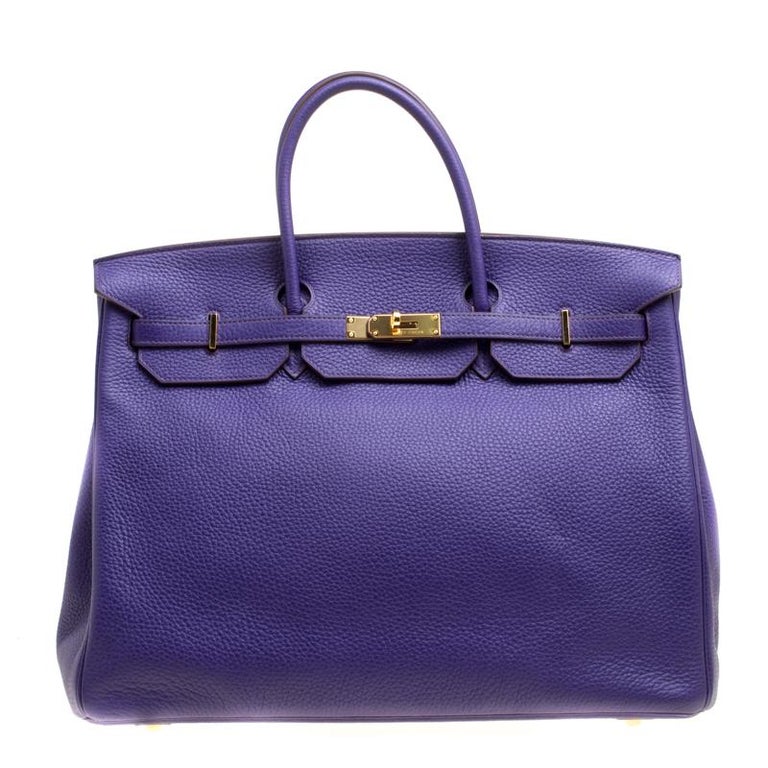 Hermes Ultra Violet Clemence Leather Gold Hardware Birkin 40 Bag For ...