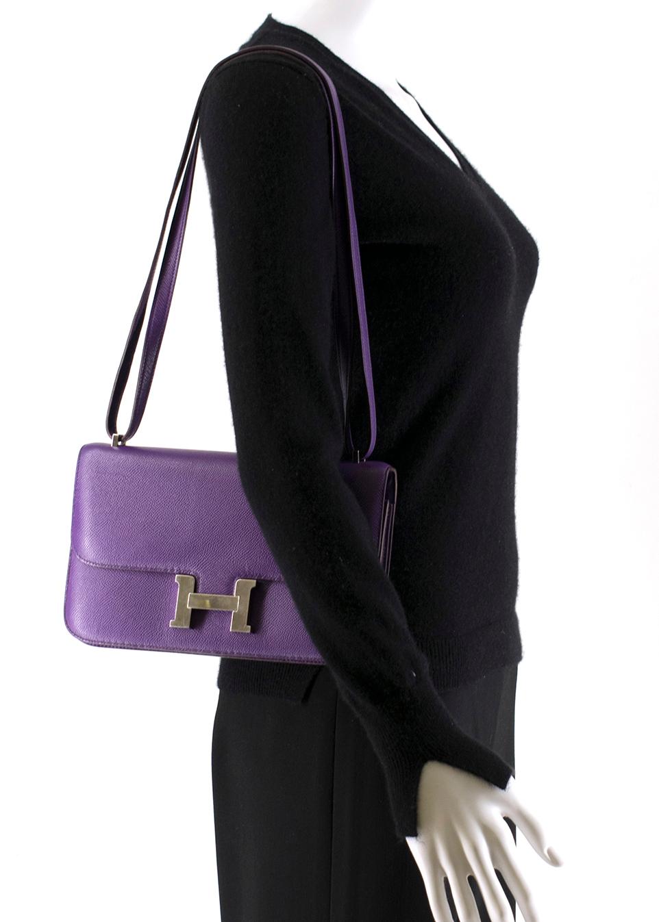 Hermes Ultra Violet Togo Leather Constance Elan In Excellent Condition For Sale In London, GB
