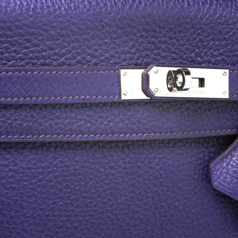 Hermes Ultraviolet Clemence Leather Palladium Hardware Kelly Retourne 35 Bag 6