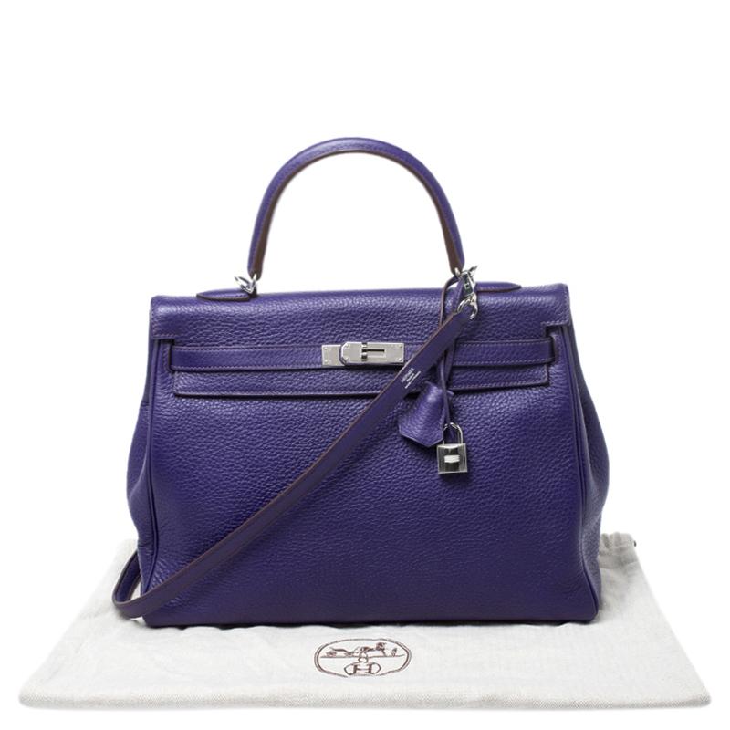 Hermes Ultraviolet Clemence Leather Palladium Hardware Kelly Retourne 35 Bag 7
