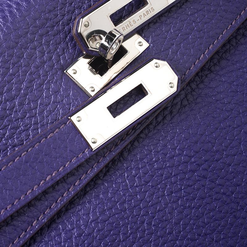 Hermes Ultraviolet Clemence Leather Palladium Hardware Kelly Retourne 35 Bag 1
