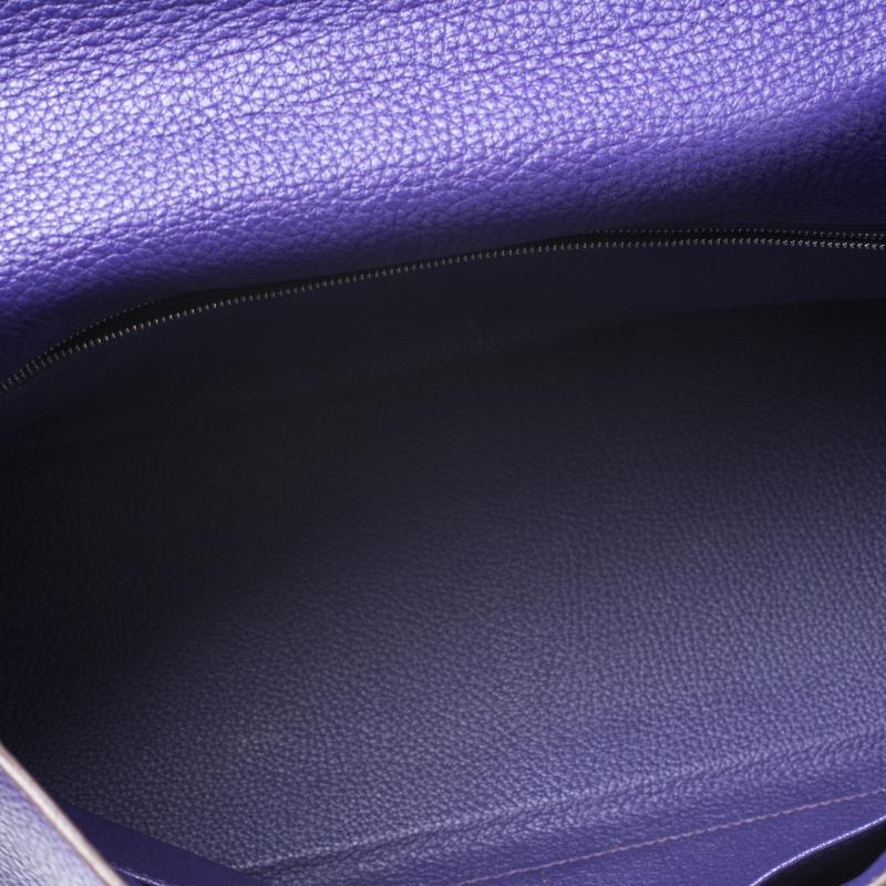 Hermes Ultraviolet Clemence Leather Palladium Hardware Kelly Retourne 35 Bag 2