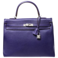 Hermes Ultraviolett Clemence Leder Palladium Hardware Kelly Retourne 35 Tasche