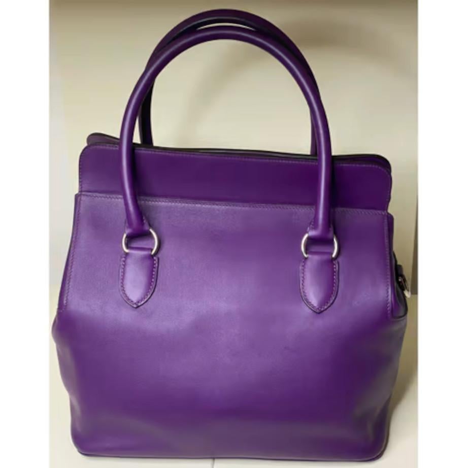 Hermès ultraviolet silver hardware toolbox bag  In Good Condition In Capri, IT