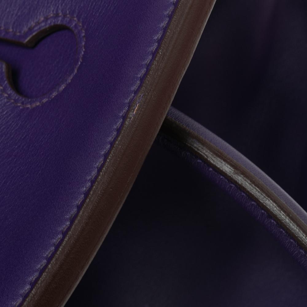 Hermès Ultraviolet Swift Leather Gold Plated Birkin 35 Bag 7