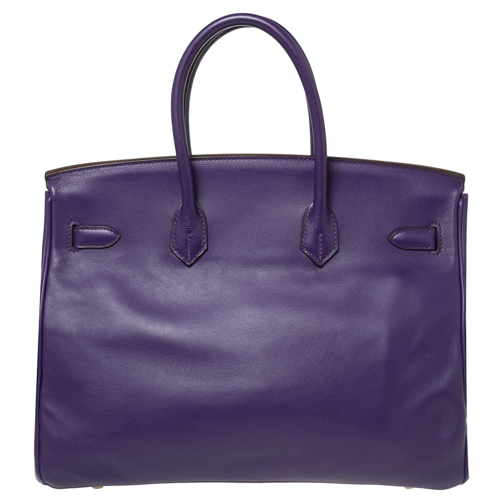 Hermès Ultraviolet Swift Leather Gold Plated Birkin 35 Bag 11