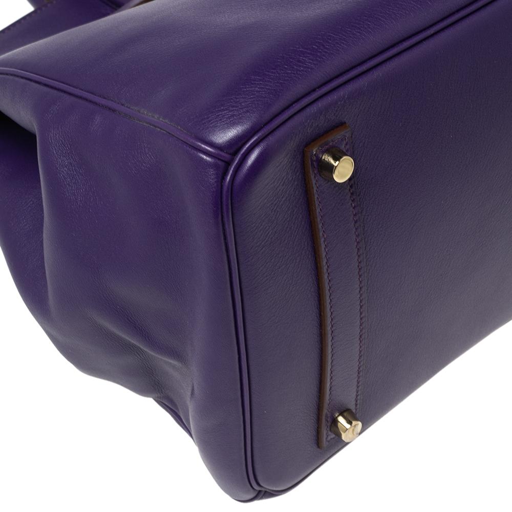 Women's Hermès Ultraviolet Swift Leather Gold Plated Birkin 35 Bag