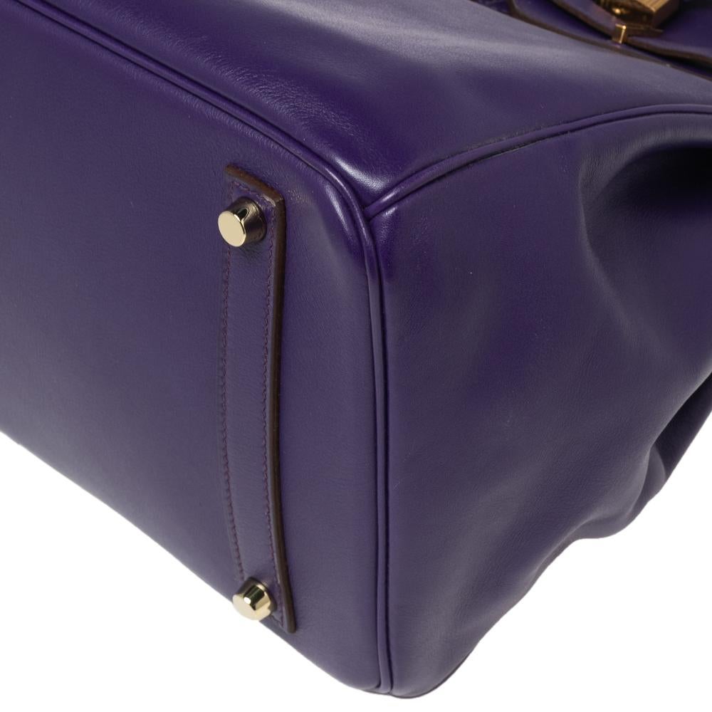 Hermès Ultraviolet Swift Leather Gold Plated Birkin 35 Bag 3