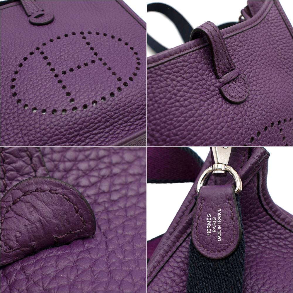 Women's Hermes Ultraviolet Taurillon Clemence Leather Mini Evelyne Bag PHW	 For Sale