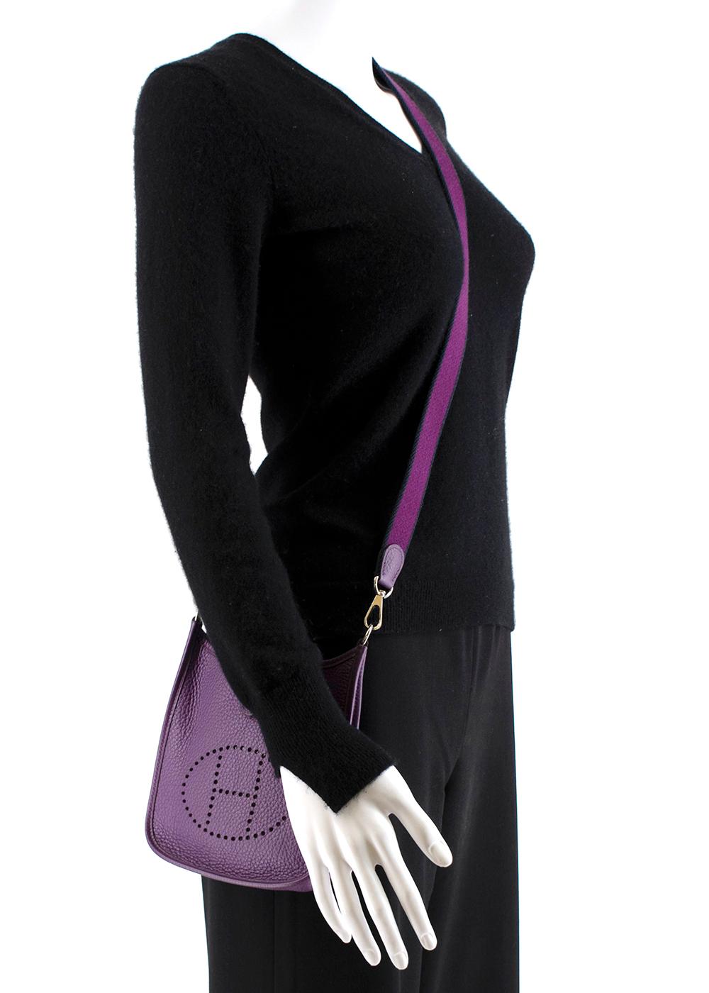 Hermes Ultraviolet Taurillon Clemence Leather Mini Evelyne Bag PHW	 For Sale 1